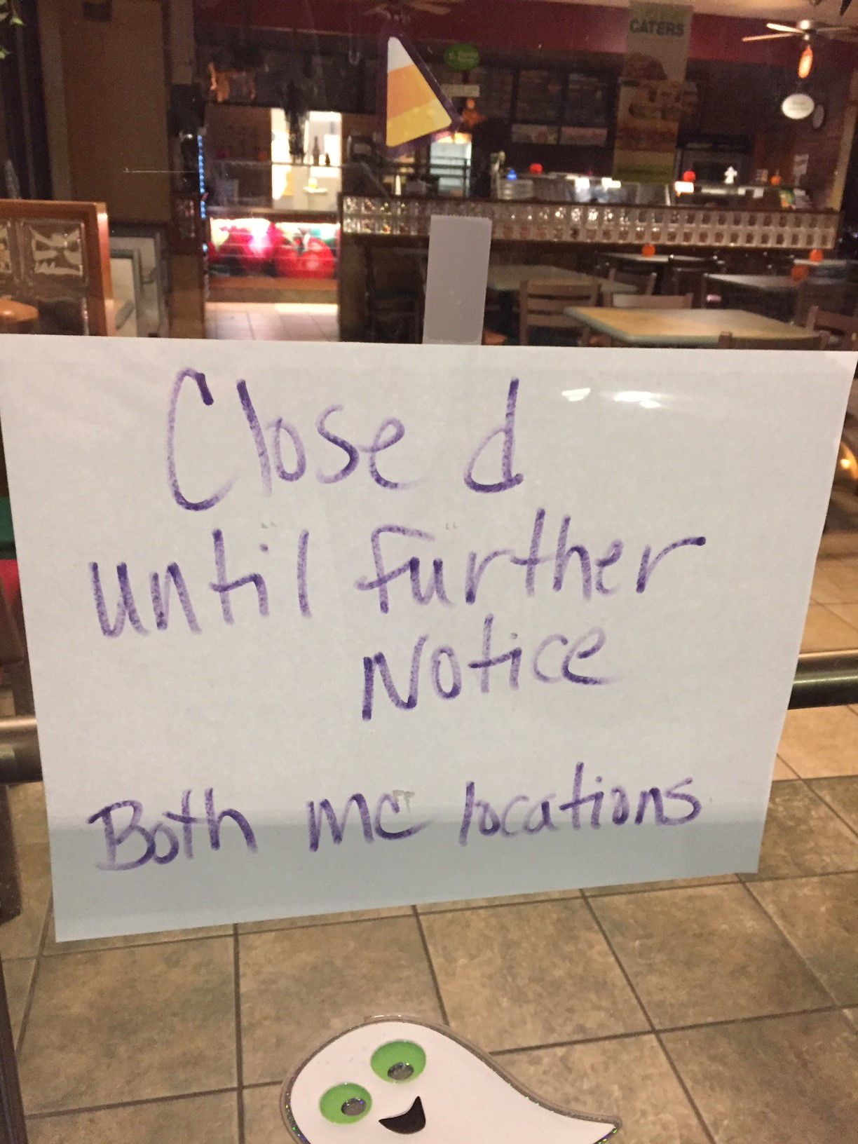 Subway closed in Moncks Corner, both locations